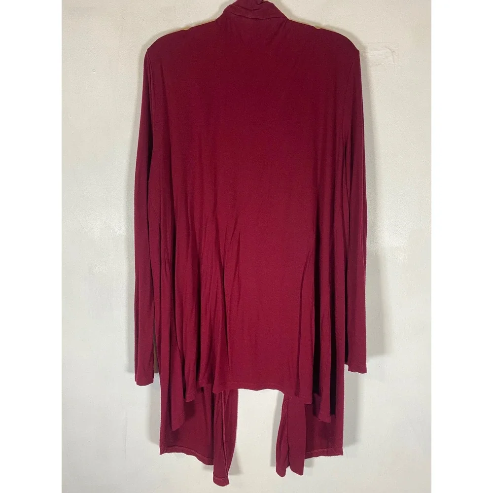 Zenana Outfitters 2X Burgundy Open Front Drape Cardigan Lightweight Long Sleeve